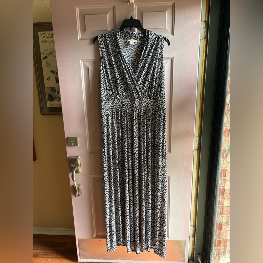 Michael Kors Black and White Patterned Maxi Dress